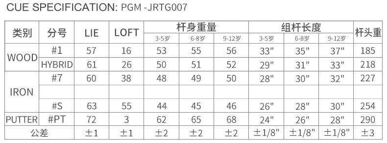 PGM JRTG007 children golf club set made in China mini golf clubs