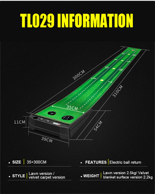 PGM TL029 deluxe electric return putting training mat golf putting mat