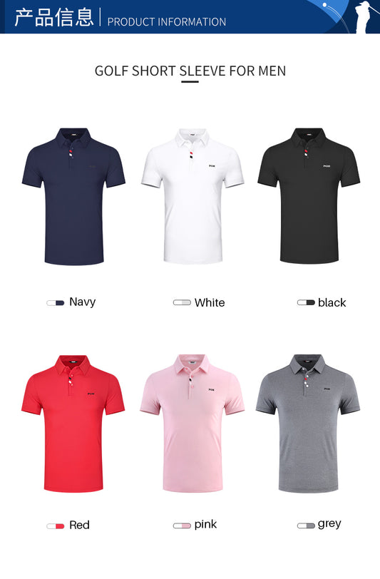 PGM YF441 mens polo golf shirts polyester spandex fashion performance golf shirts