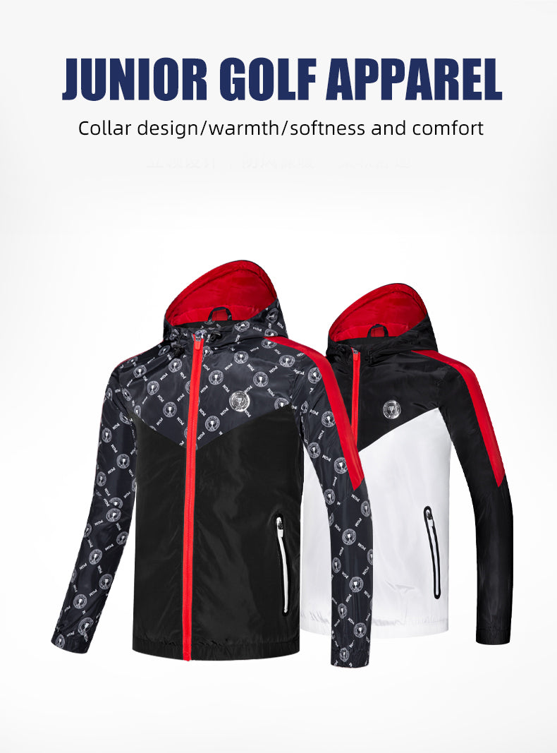 PGM YF431 kids golf jacket wind breaker full zip outdoor casual sports golf jacket