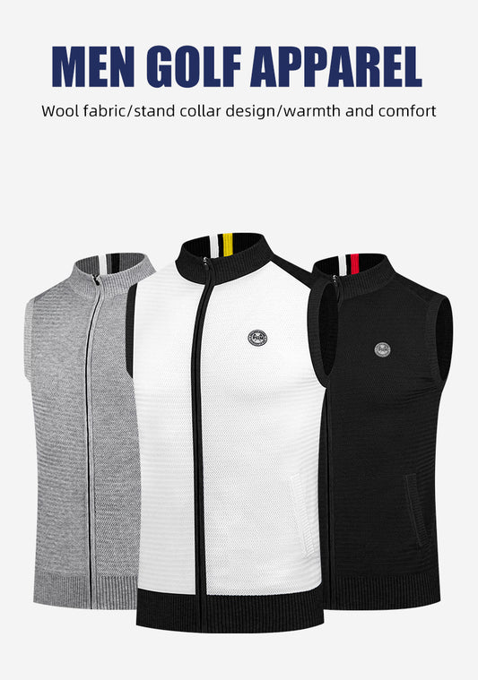 PGM YF501 sports sleeveless golf padding vest full zip men wool golf vest