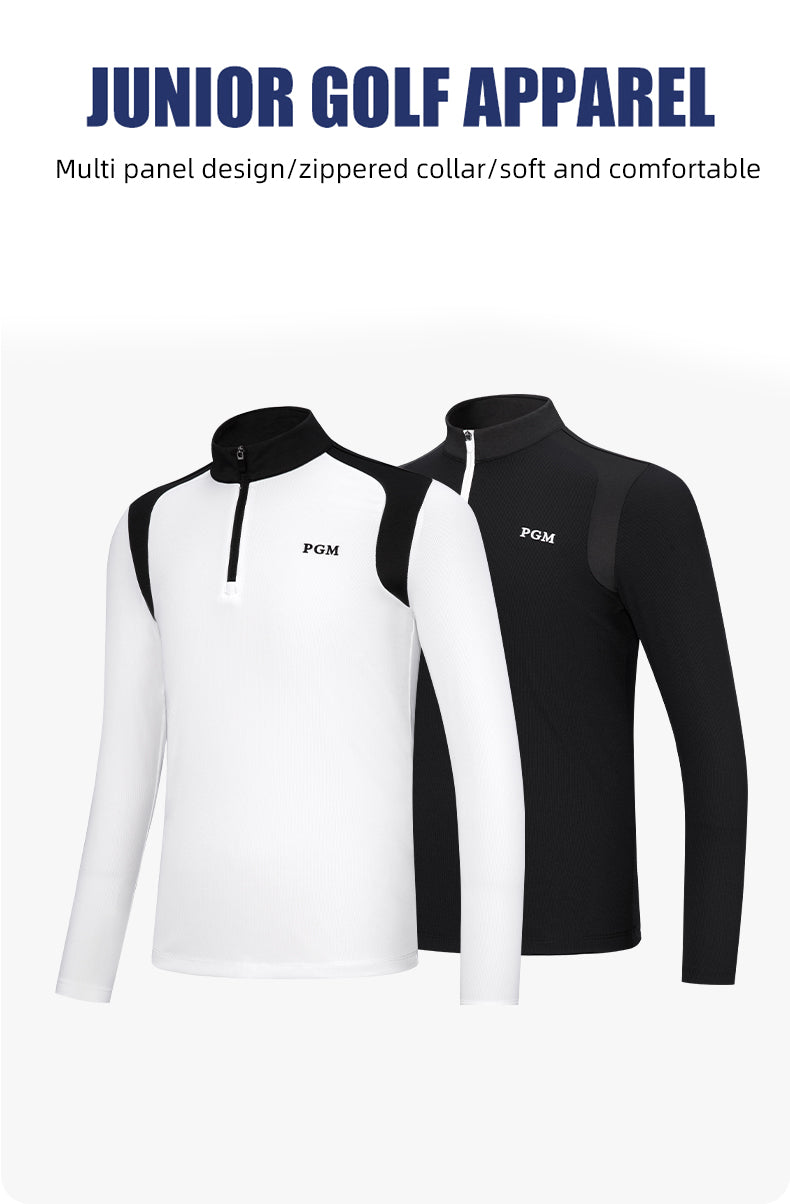 PGM YF541 kids golf t-shirts manufacturer quarter zip pullover nylon golf shirt