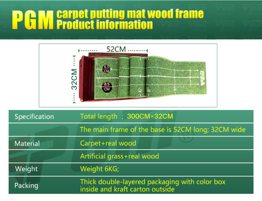 PGM TL013 golf putting mat high quality return wood portable green mat auto ball return golf putting matHot sale products