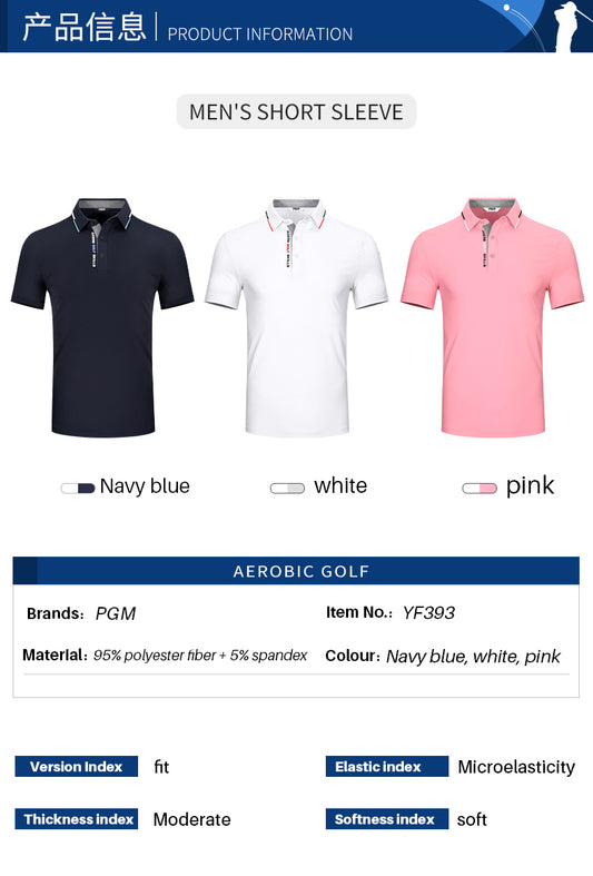 PGM YF393 quick dry golf polo shirt men short sleeve plain golf polo shirt
