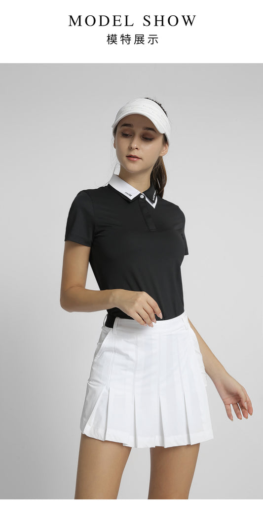 PGM QZ081 breathable womens golf dress spandex polyester ladies pleated golf dress