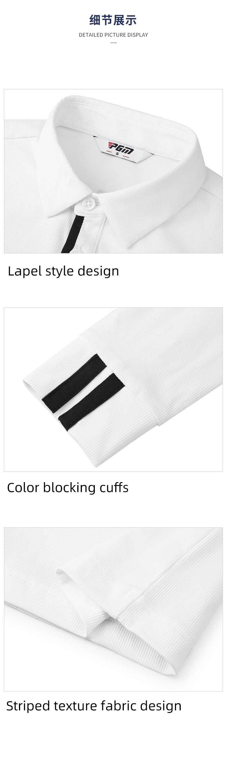 PGM YF543 kids collared shirt golf polo fashion long sleeve 4 way stretch golf polo