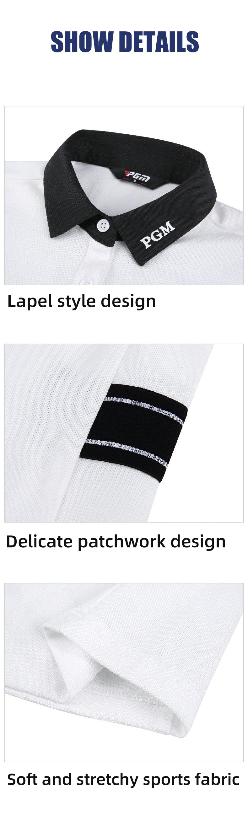 PGM YF549 girls golf polo shirts high quality polyester spandex kids golf polo