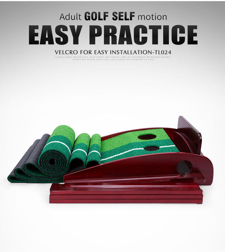 PGM TL024 garden putting practice mat indoor auto return wood golf green mat