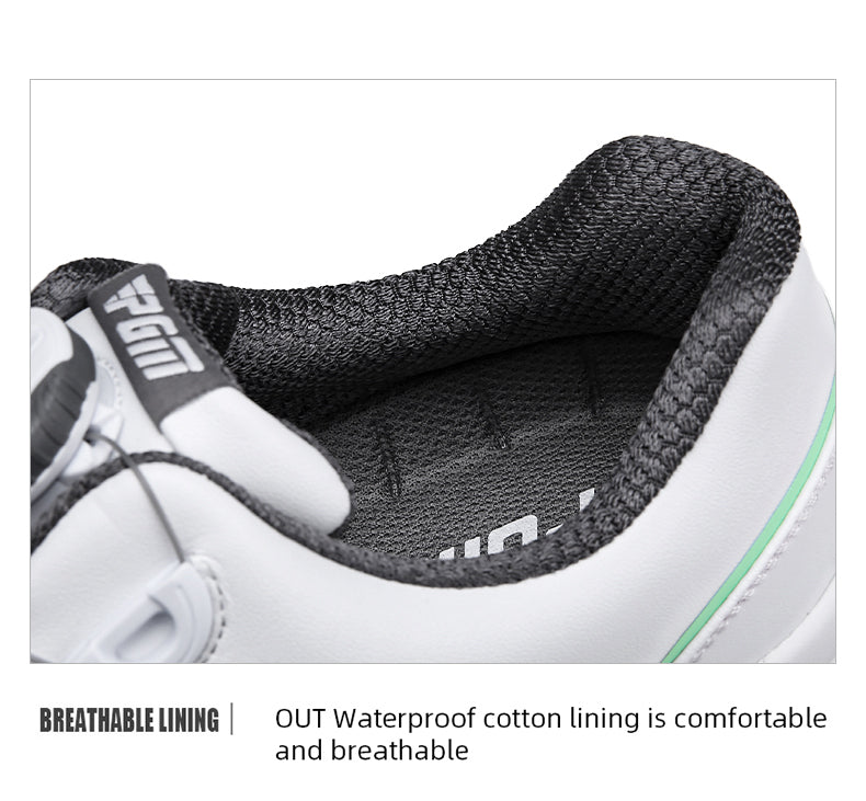 PGM XZ247 microfiber leather luxury golf shoes women oem waterproof spike less golf shoes