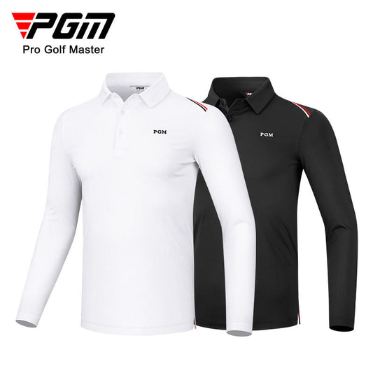 PGM YF489 long sleeve golf polo shirt sportswear white fashionable men lapel golf polo