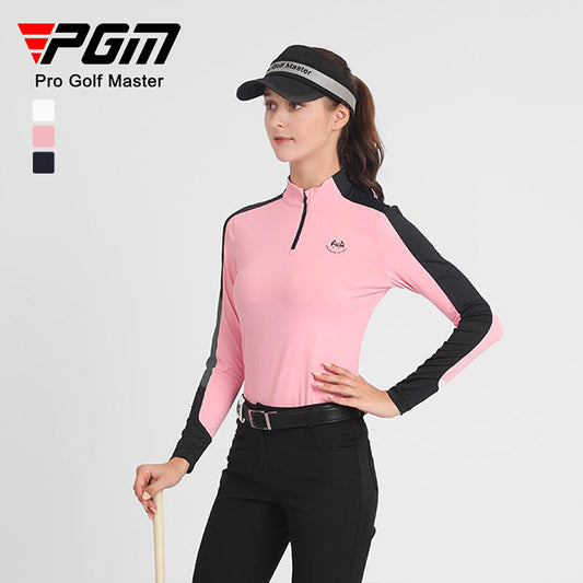 PGM YF516 golf polyester t-shirts bulk womens 1/4 zip long sleeve golf shirt