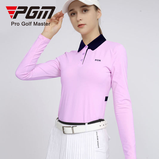 PGM YF535 ladies long sleeve performance golf polo shirt polyester spandex plain golf polo