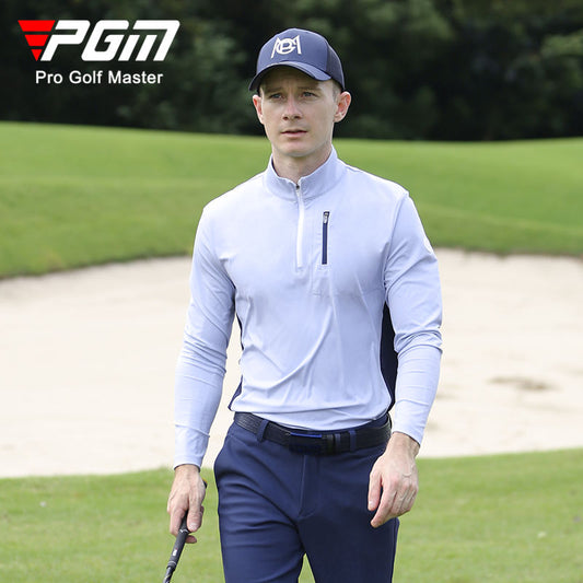 PGM YF522 men golf t shirt high quality zip collar custom long sleeves mens golf shirts