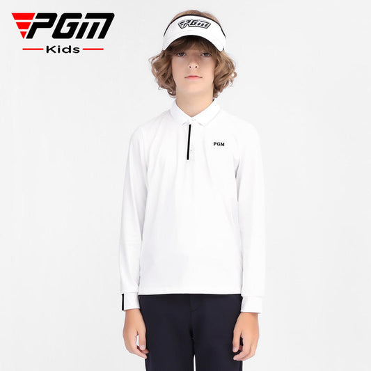 PGM YF543 kids collared shirt golf polo fashion long sleeve 4 way stretch golf polo