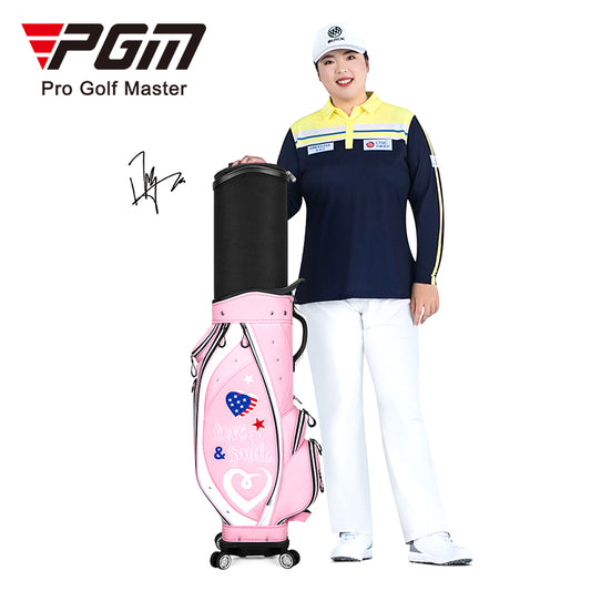 PGM QB135 cute golf bag female golf travel bag pink golf bags with wheel