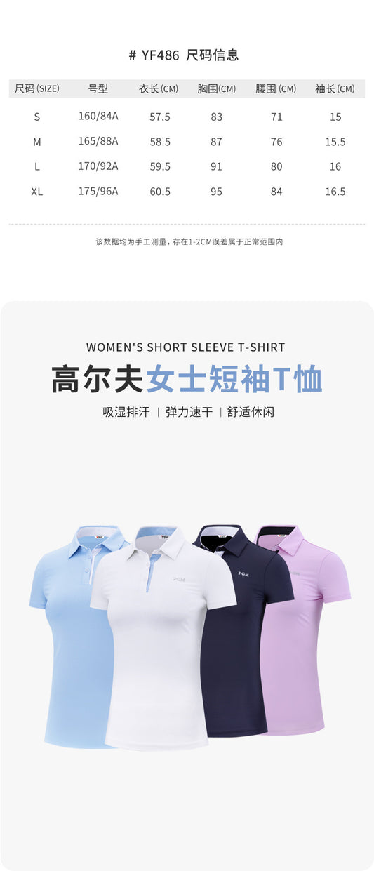 PGM YF486 modern polo golf t shirts womens short sleeve golf polo shirt white golf polo
