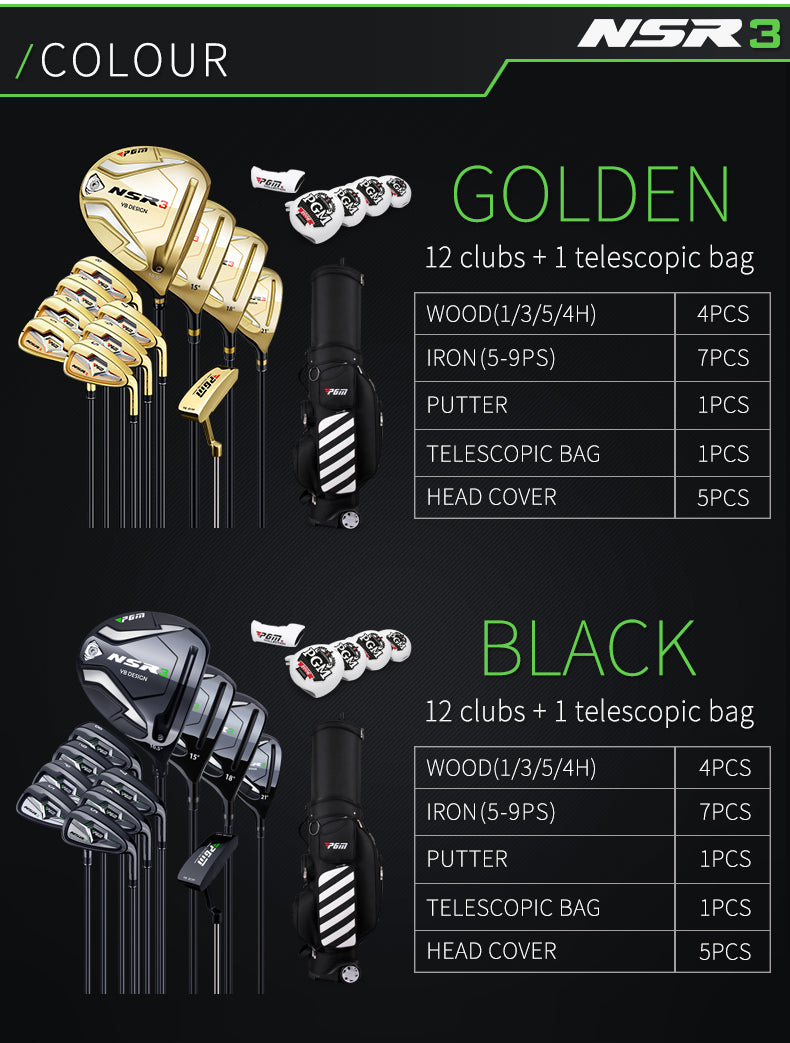 PGM MTG033 left handed mens custom golf clubs complete set gold titanium professional golf clubs