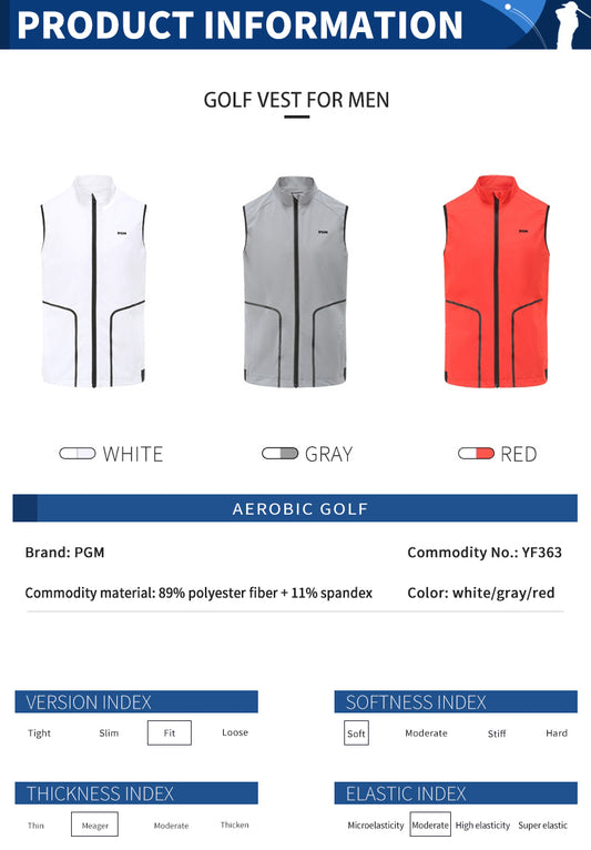 PGM YF363 sleeveless jacket sports windproof winter vest jacket for men