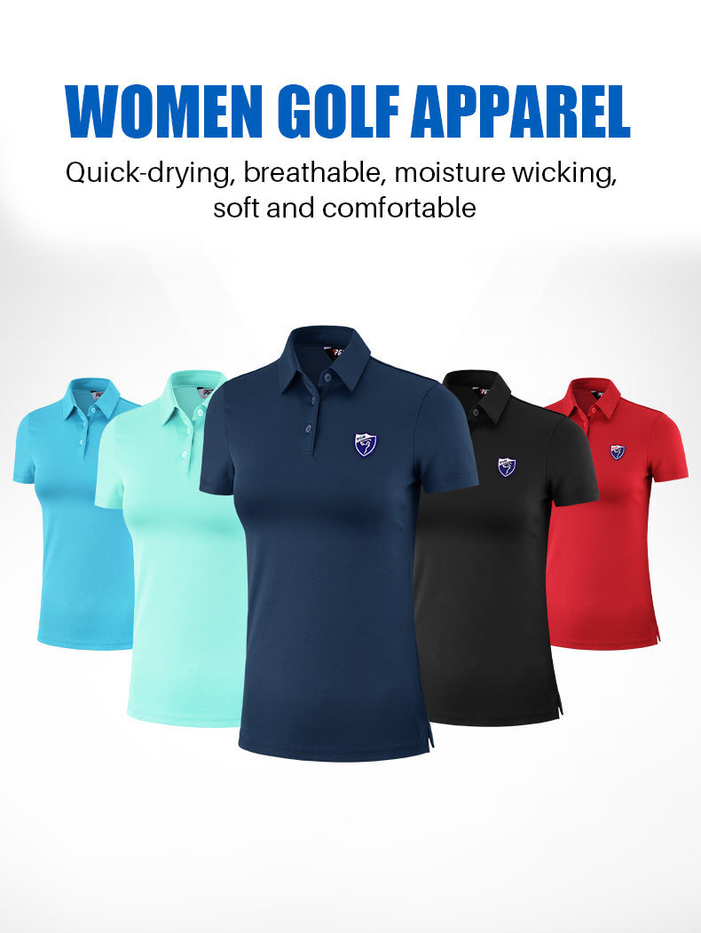 PGM YF442 wholesale women golf polo shirts plain breathable manufacturer golf polo