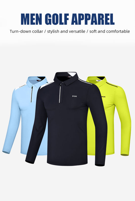 PGM Long Sleeve Polo Golf Shirts Turn Down Collar Sports Tops Windproof  T-Shirts