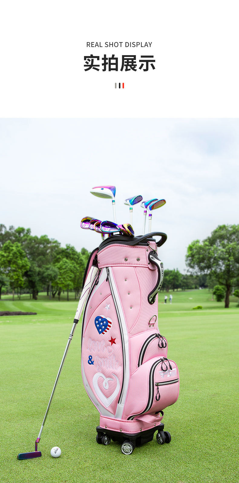 PGM QB135 cute golf bag female golf travel bag pink golf bags with