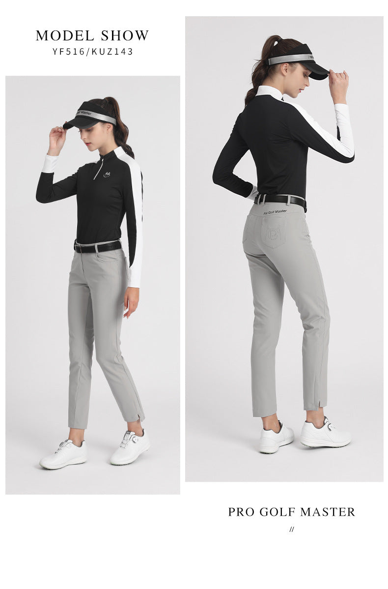 PGM YF516 golf polyester t-shirts bulk womens 1/4 zip long sleeve golf shirt