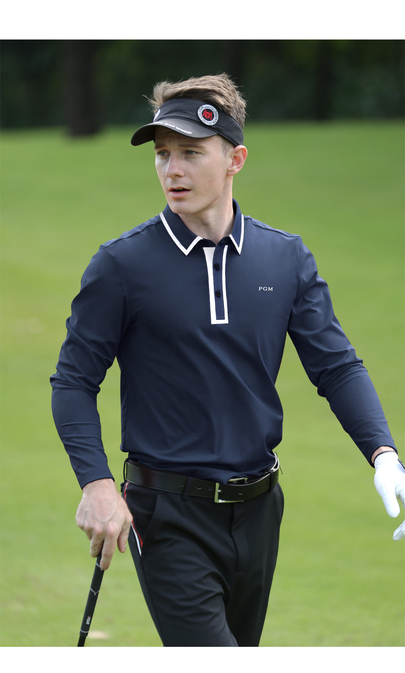 Golf Polo Mens Long Sleeve Polo Top PGM YF526 Long Sleeve Men