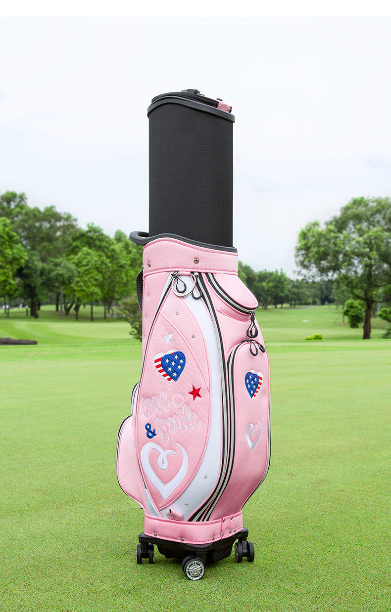 PGM QB135 cute golf bag female golf travel bag pink golf bags with wheel