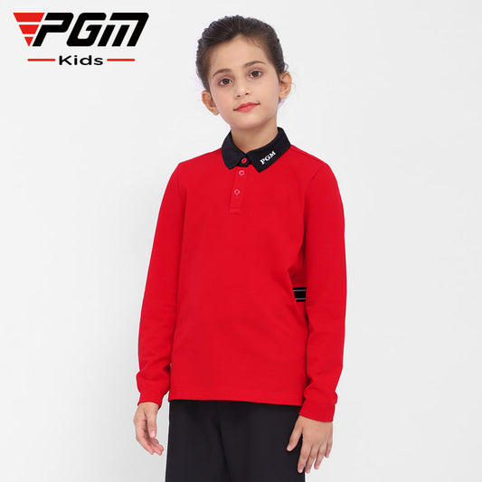 PGM YF549 girls golf polo shirts high quality polyester spandex kids golf polo
