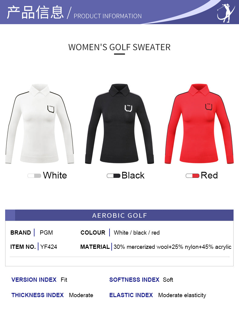 PGM YF424 custom golf polo shirts ladies high quality warm long sleeve causal golf polo for women
